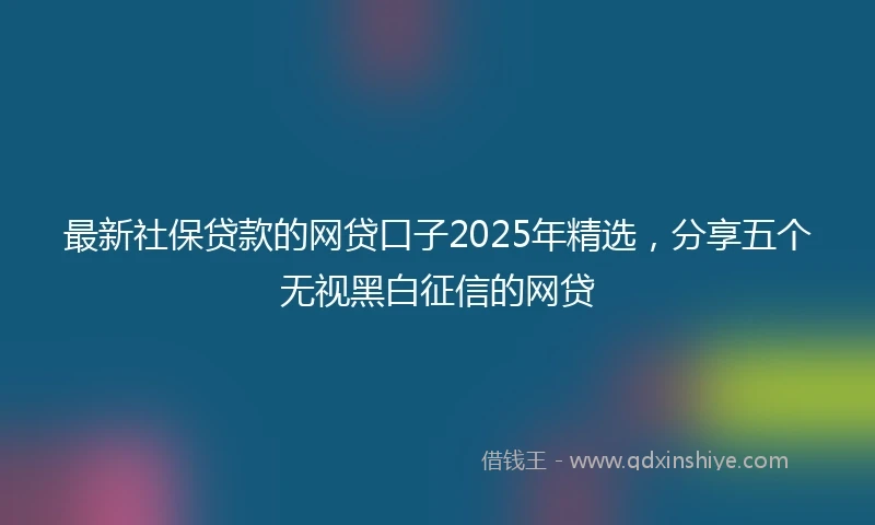 最新社保贷款的网贷口子2025年精选，分享五个无视黑白征信的网贷