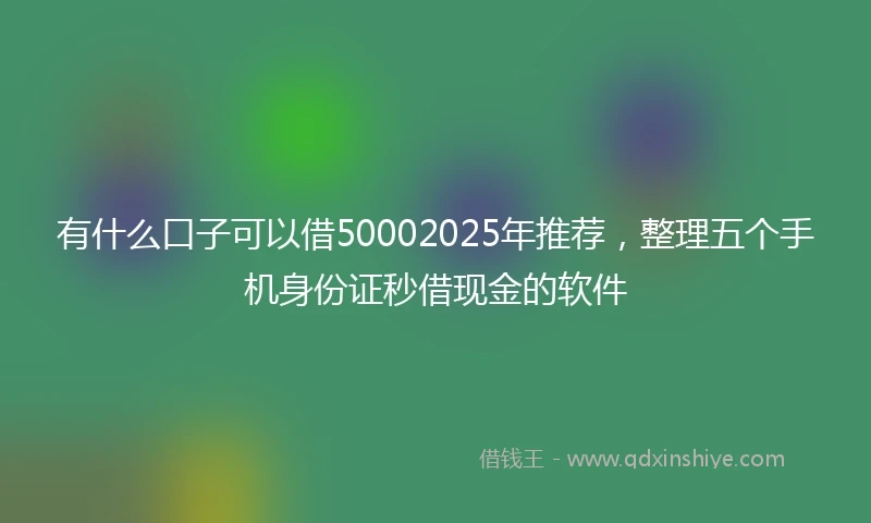 有什么口子可以借50002025年推荐,整理五个手机身份证秒借现金的软件