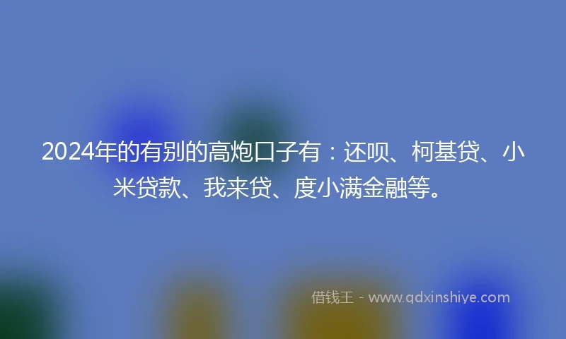 2024年的有别的高炮口子有：还呗、柯基贷、小米贷款、我来贷、度小满金融等。