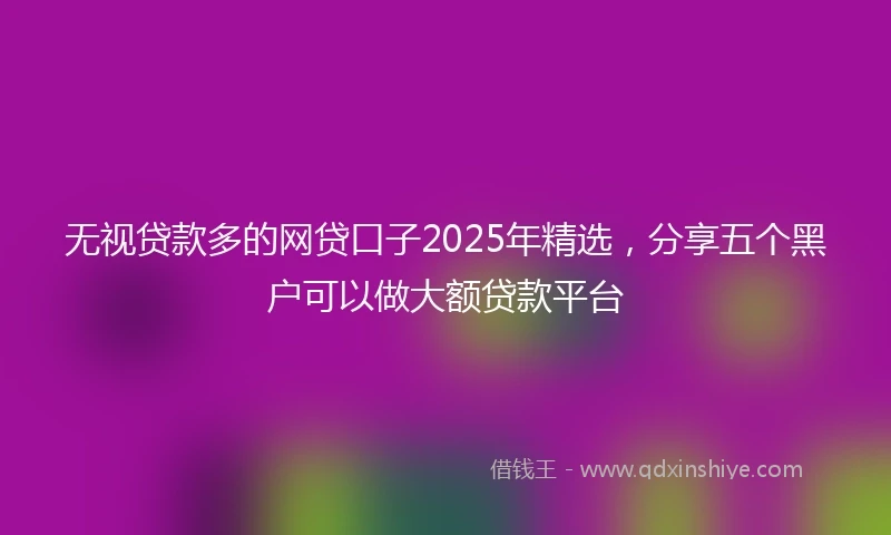 无视贷款多的网贷口子2025年精选，分享五个黑户可以做大额贷款平台