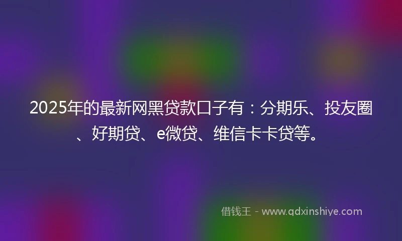 2025年的最新网黑贷款口子有：分期乐、投友圈、好期贷、e微贷、维信卡卡贷等。