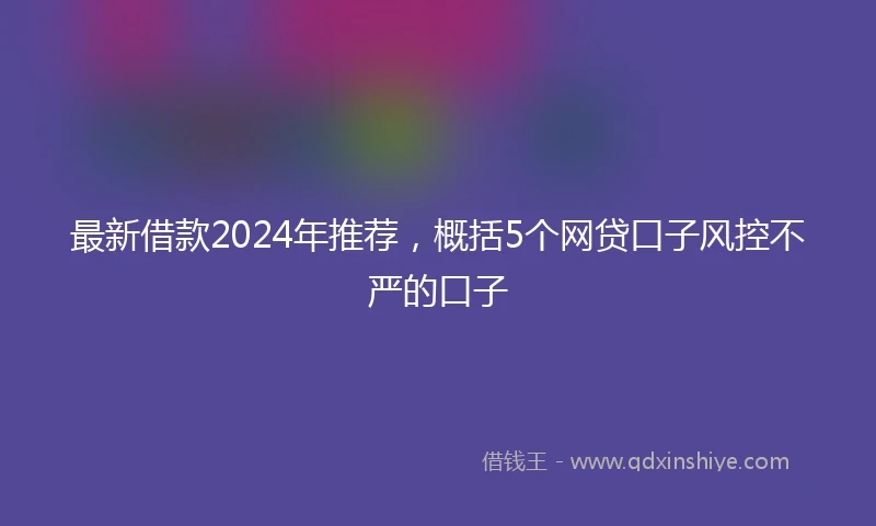 最新借款2024年推荐，概括5个网贷口子风控不严的口子