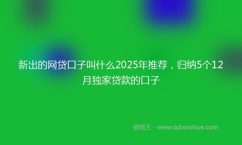 新出的网贷口子叫什么2025年推荐，归纳5个12月独家贷款的口子