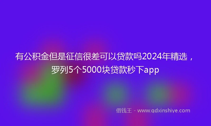 有公积金但是征信很差可以贷款吗2024年精选，罗列5个5000块贷款秒下app