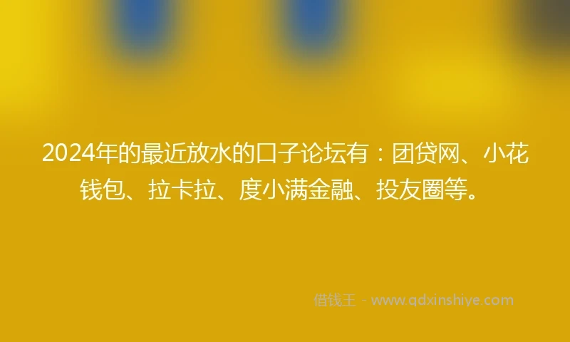 2024年的最近放水的口子论坛有：团贷网、小花钱包、拉卡拉、度小满金融、投友圈等。