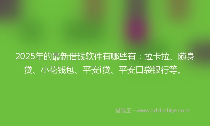 2025年的最新借钱软件有哪些有：拉卡拉、随身贷、小花钱包、平安i贷、平安口袋银行等。