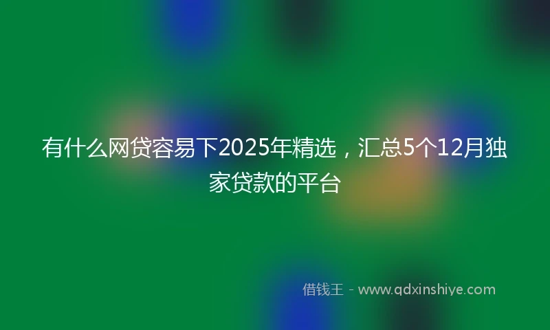 有什么网贷容易下2025年精选，汇总5个12月独家贷款的平台