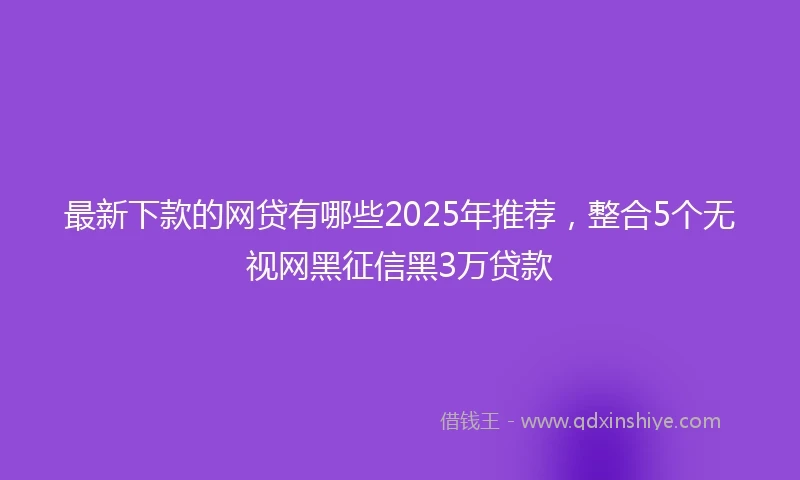 最新下款的网贷有哪些2025年推荐，整合5个无视网黑征信黑3万贷款