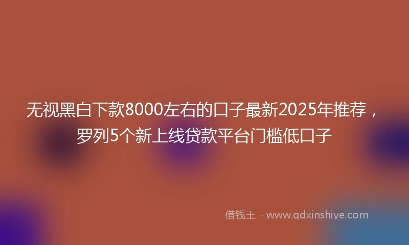 无视黑白下款8000左右的口子最新2025年推荐，罗列5个新上线贷款平台门槛低口子