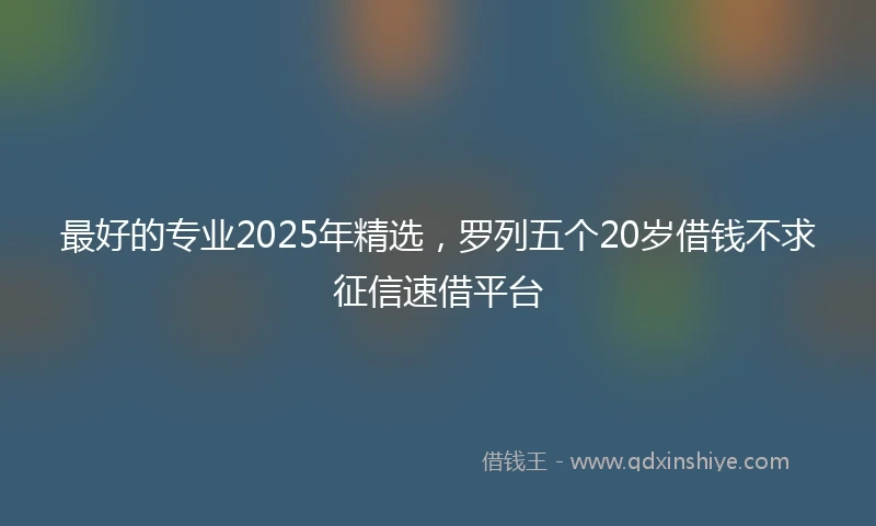 最好的专业2025年精选，罗列五个20岁借钱不求征信速借平台