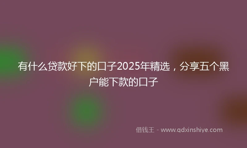 有什么贷款好下的口子2025年精选,分享五个黑户能下款的口子