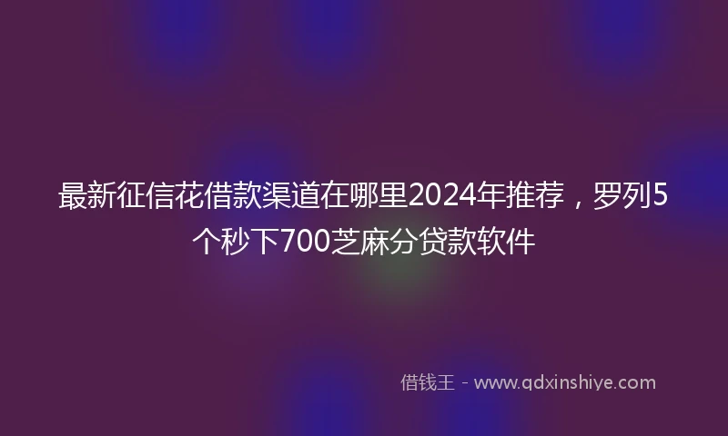 最新征信花借款渠道在哪里2024年推荐，罗列5个秒下700芝麻分贷款软件