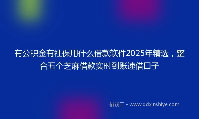 有公积金有社保用什么借款软件2025年精选，整合五个芝麻借款实时到账速借口子