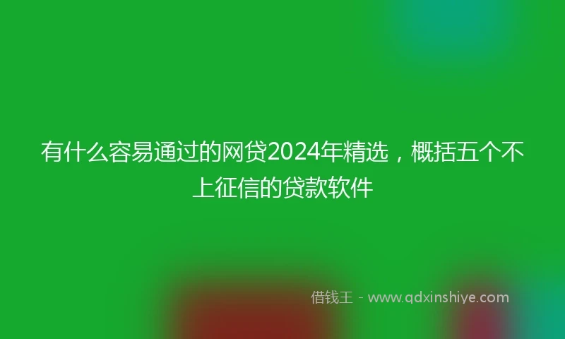 有什么容易通过的网贷2024年精选，概括五个不上征信的贷款软件