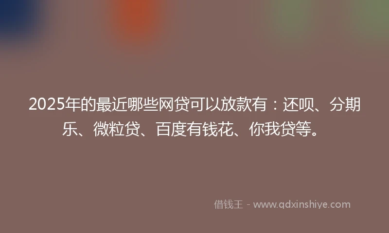 2025年的最近哪些网贷可以放款有：还呗、分期乐、微粒贷、百度有钱花、你我贷等。