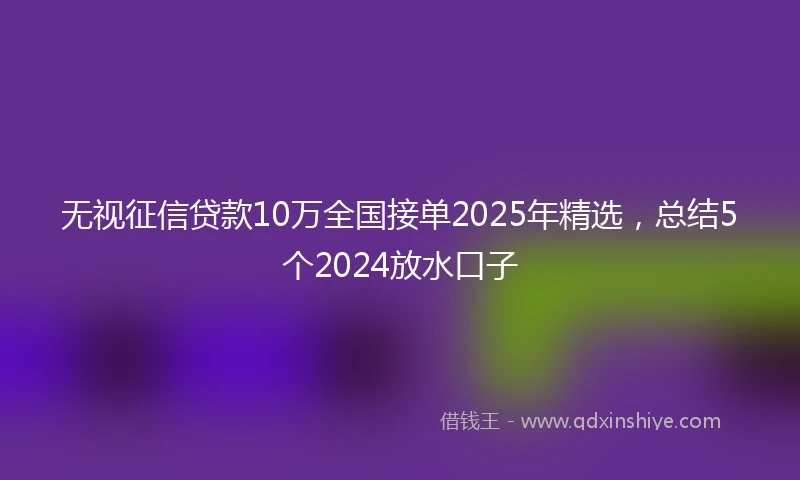 无视征信贷款10万全国接单2025年精选，总结5个2024放水口子