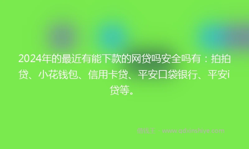 2024年的最近有能下款的网贷吗安全吗有：拍拍贷、小花钱包、信用卡贷、平安口袋银行、平安i贷等。