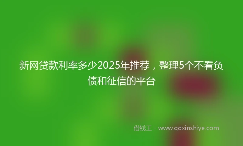 新网贷款利率多少2025年推荐，整理5个不看负债和征信的平台