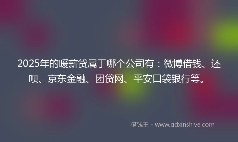 2025年的暖薪贷属于哪个公司有：微博借钱、还呗、京东金融、团贷网、平安口袋银行等。