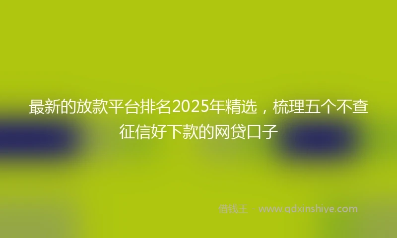 最新的放款平台排名2025年精选，梳理五个不查征信好下款的网贷口子