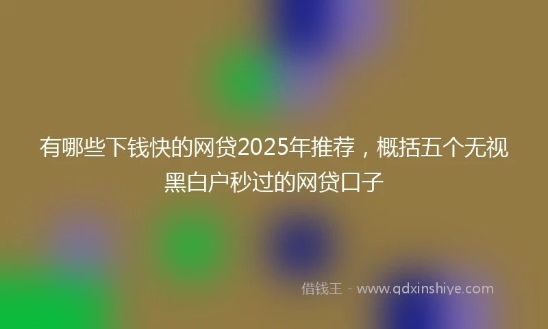 有哪些下钱快的网贷2025年推荐，概括五个无视黑白户秒过的网贷口子