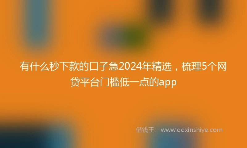 有什么秒下款的口子急2024年精选，梳理5个网贷平台门槛低一点的app
