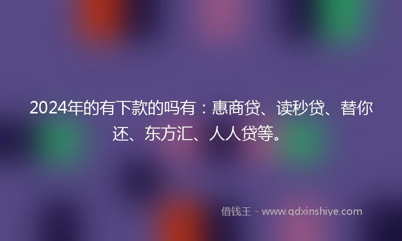 2024年的有下款的吗有：惠商贷、读秒贷、替你还、东方汇、人人贷等。