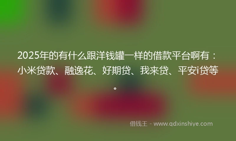 2025年的有什么跟洋钱罐一样的借款平台啊有：小米贷款、融逸花、好期贷、我来贷、平安i贷等。