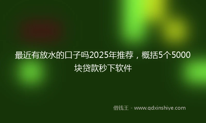 最近有放水的口子吗2025年推荐，概括5个5000块贷款秒下软件