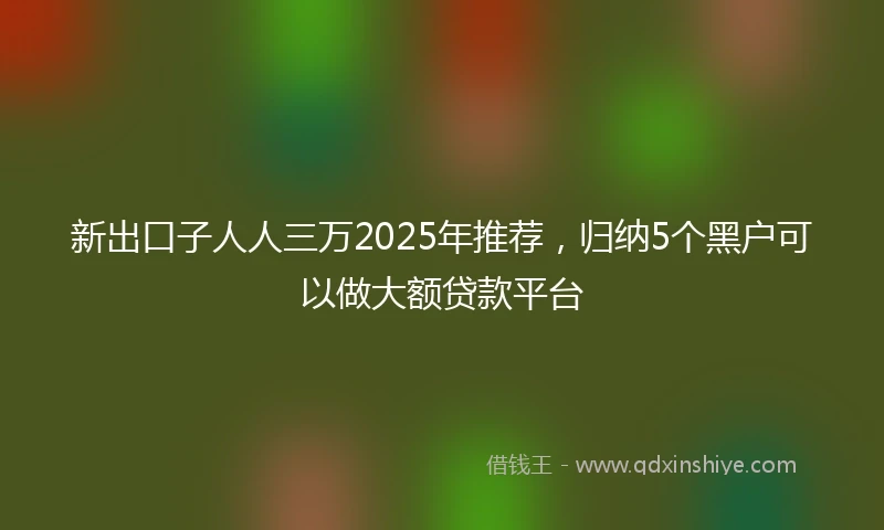 新出口子人人三万2025年推荐，归纳5个黑户可以做大额贷款平台