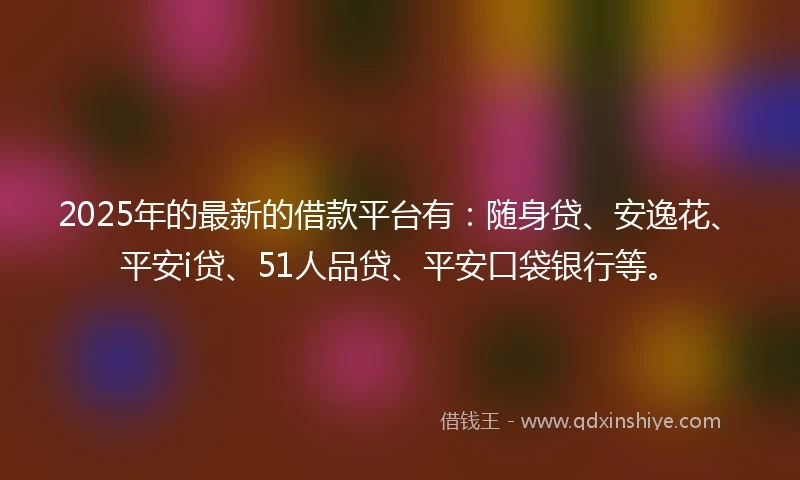 2025年的最新的借款平台有：随身贷、安逸花、平安i贷、51人品贷、平安口袋银行等。