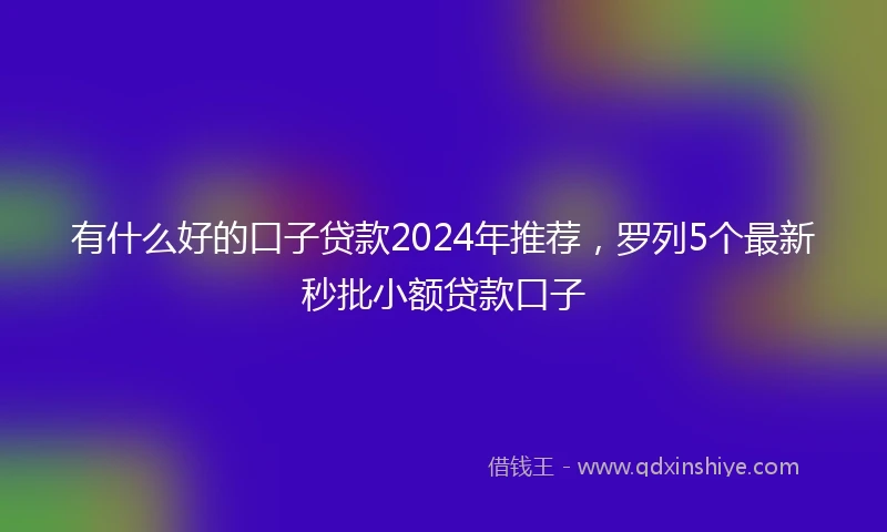 有什么好的口子贷款2024年推荐,罗列5个最新秒批小额贷款口子
