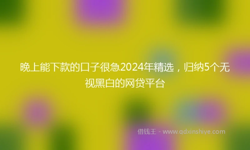 晚上能下款的口子很急2024年精选，归纳5个无视黑白的网贷平台
