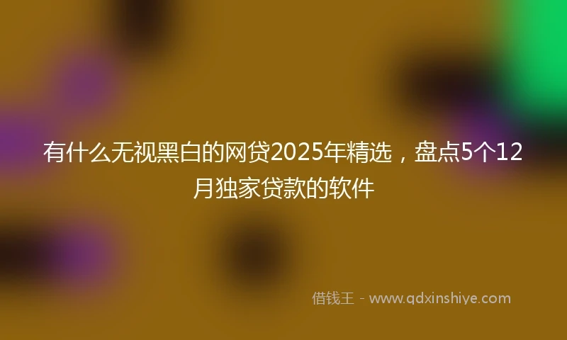 有什么无视黑白的网贷2025年精选，盘点5个12月独家贷款的软件