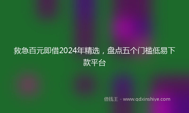 救急百元即借2024年精选，盘点五个门槛低易下款平台