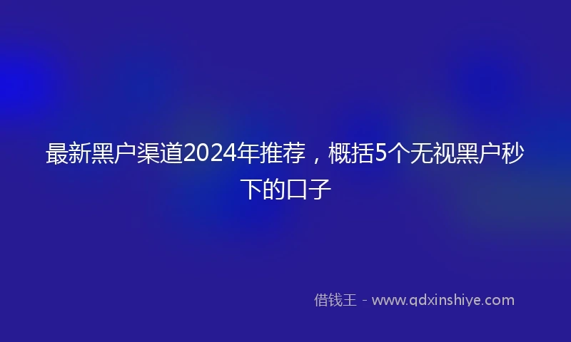 最新黑户渠道2024年推荐，概括5个无视黑户秒下的口子