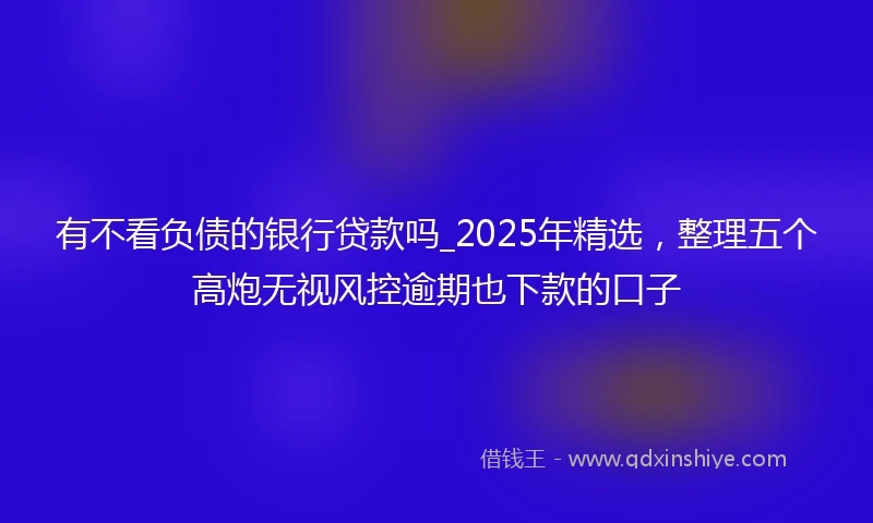 有不看负债的银行贷款吗_2025年精选,整理五个高炮无视风控逾期也下款的口子