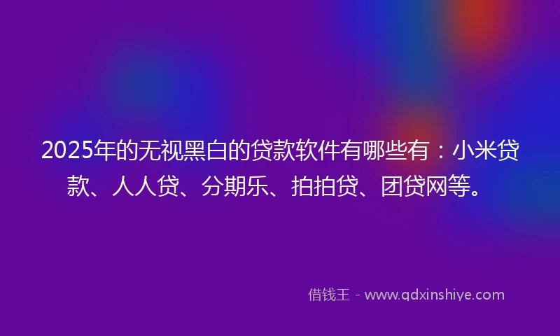 2025年的无视黑白的贷款软件有哪些有：小米贷款、人人贷、分期乐、拍拍贷、团贷网等。
