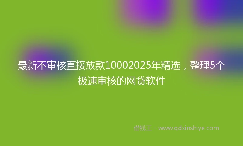 最新不审核直接放款10002025年精选，整理5个极速审核的网贷软件