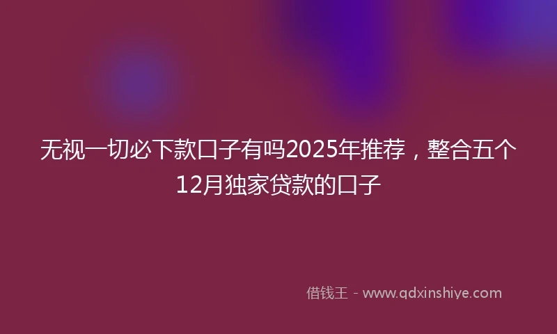 无视一切必下款口子有吗2025年推荐,整合五个12月独家贷款的口子