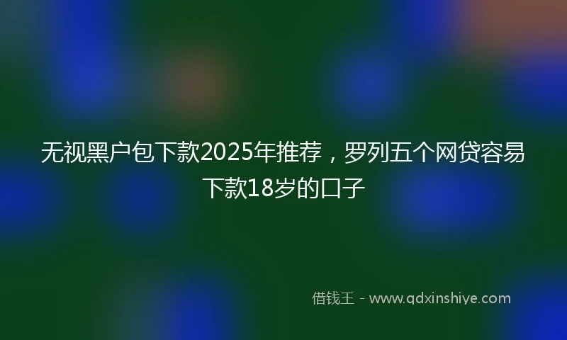无视黑户包下款2025年推荐，罗列五个网贷容易下款18岁的口子