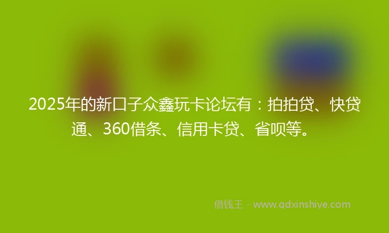 2025年的新口子众鑫玩卡论坛有：拍拍贷、快贷通、360借条、信用卡贷、省呗等。
