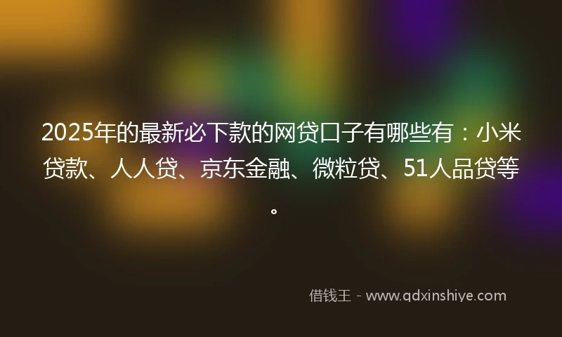 2025年的最新必下款的网贷口子有哪些有：小米贷款、人人贷、京东金融、微粒贷、51人品贷等。