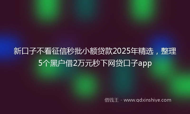 新口子不看征信秒批小额贷款2025年精选，整理5个黑户借2万元秒下网贷口子app