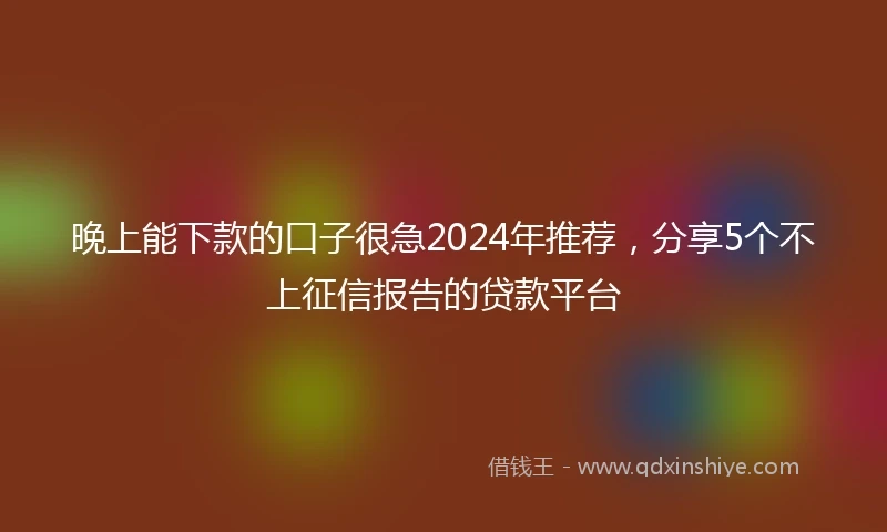 晚上能下款的口子很急2024年推荐，分享5个不上征信报告的贷款平台