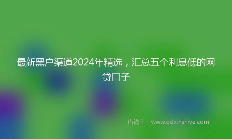 最新黑户渠道2024年精选，汇总五个利息低的网贷口子