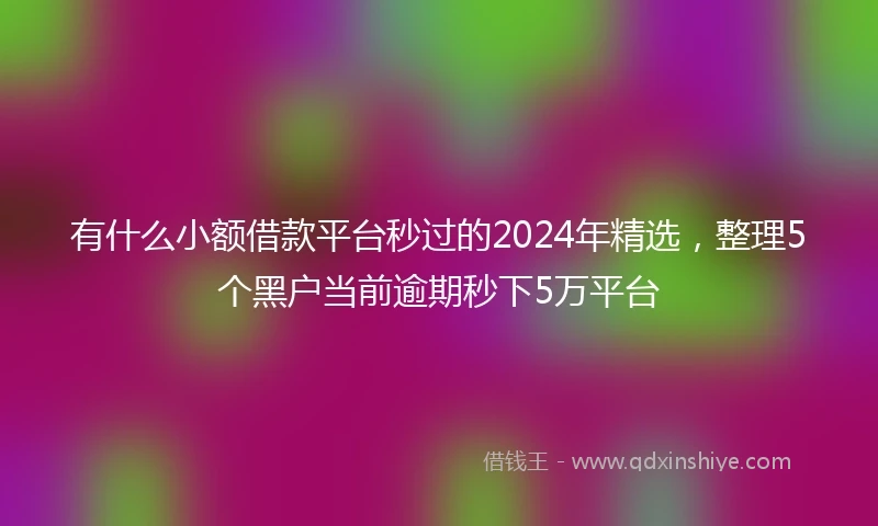 有什么小额借款平台秒过的2024年精选，整理5个黑户当前逾期秒下5万平台