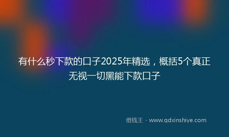 有什么秒下款的口子2025年精选，概括5个真正无视一切黑能下款口子