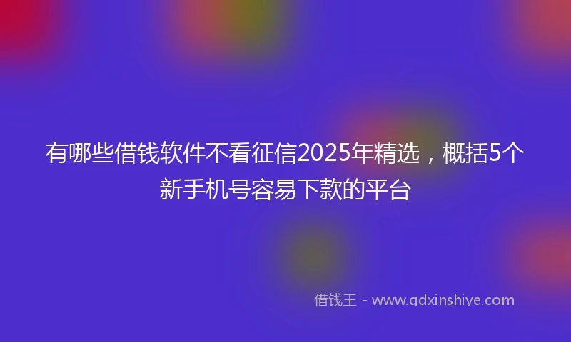有哪些借钱软件不看征信2025年精选，概括5个新手机号容易下款的平台