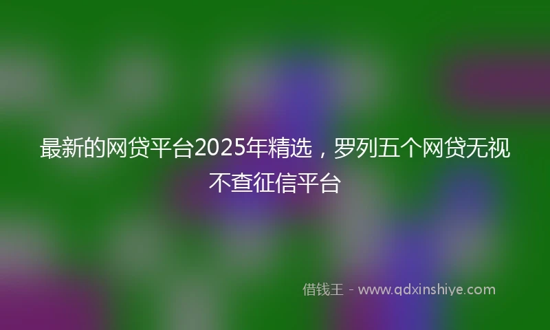 最新的网贷平台2025年精选，罗列五个网贷无视不查征信平台